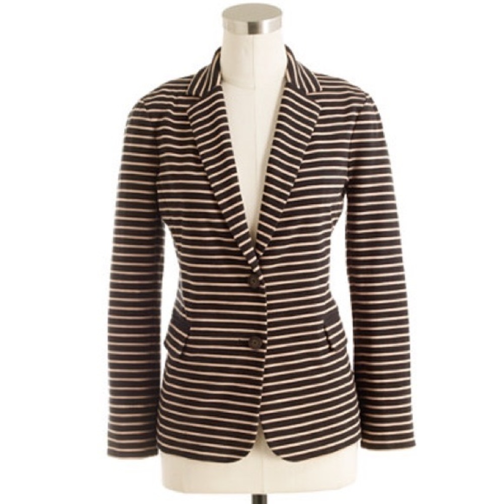 New Jcrew maritime blazer black tan stripe